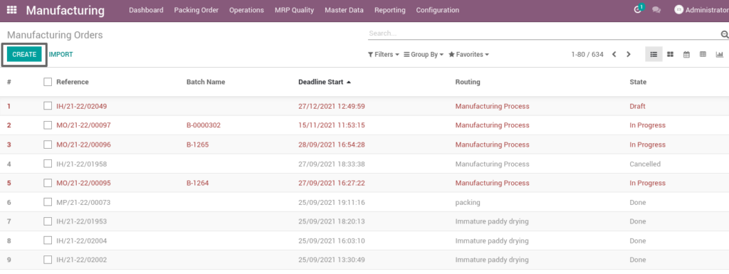 Ricetrading ERP Manufacturing Managementcreate manufacturing orders