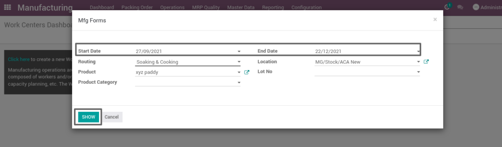 Ricetrading ERP Manufacturing Managementmgf reports