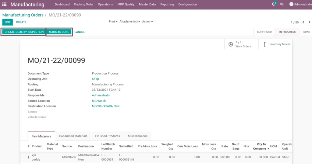 Ricetrading ERP Manufacturing Managementvalidation