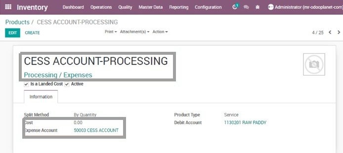 Ricetrading ERP Master Management Landed Cost Types