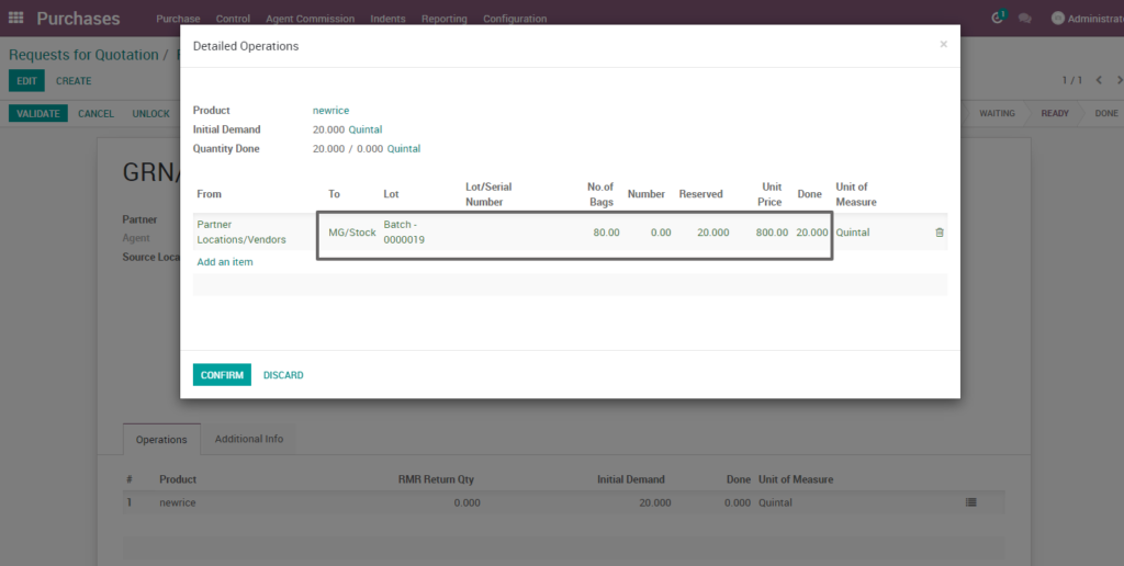 Ricetrading ERP Purchase ManagementGRN product line finished product