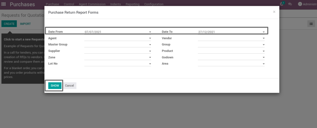 Ricetrading ERP Purchase ManagementPURCHASE RETURN REPORT