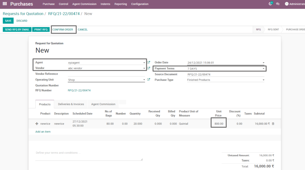 Ricetrading ERP Purchase Managementquoatation finished product