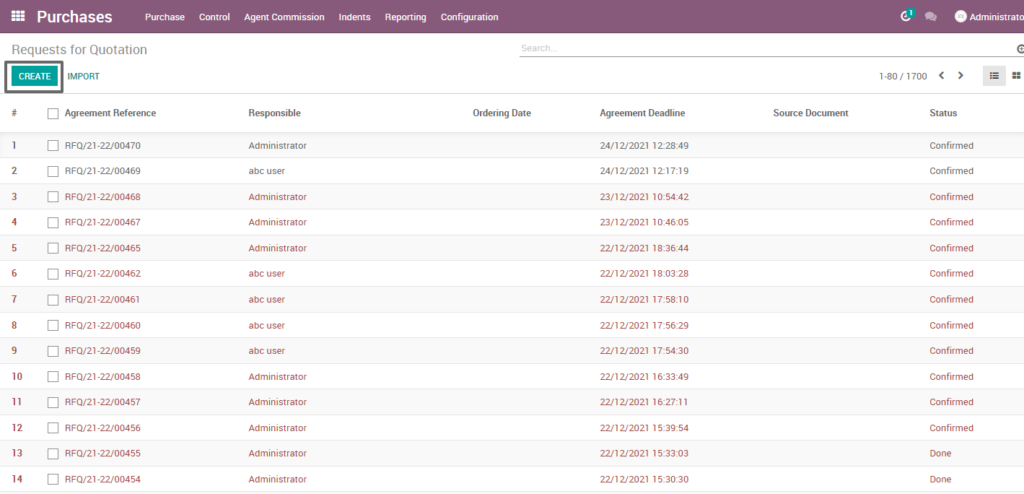 Ricetrading ERP Purchase Managementrequest for quotation raw material 1