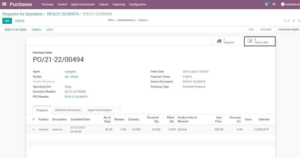 Ricetrading ERP Purchase Managementsupplier invoice finished product