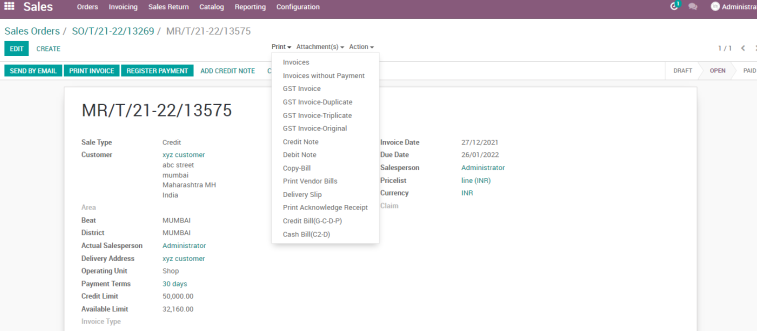 Ricetrading ERP Sales Managementinvoice print formats