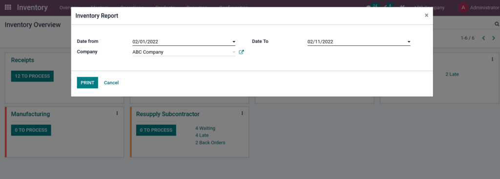 Odoo ERP McCorry Inventory management PhysicalInventoryReport