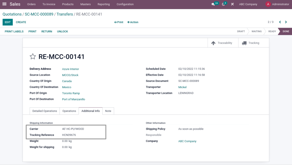 Odoo ERP McCorry sales management sales deliveryorder 3