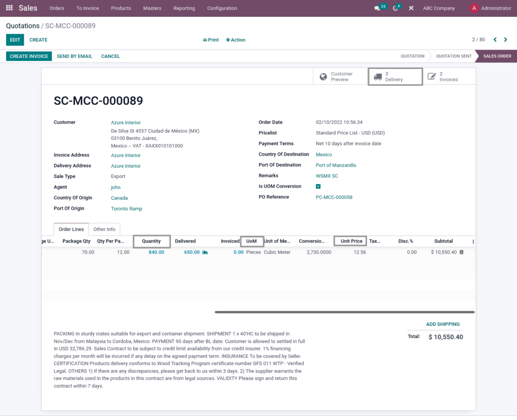 Odoo ERP McCorry sales mangement saleorder 2