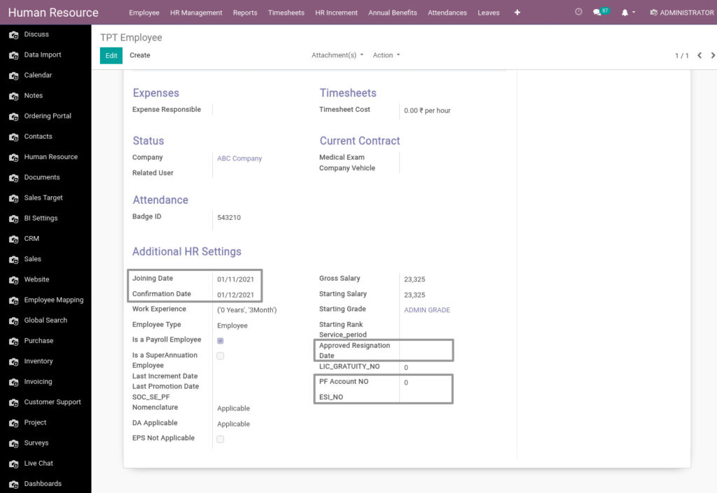 Odoo ERP Payroll master management manage employee 2