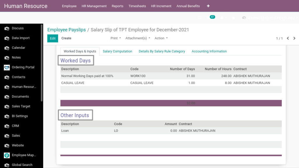 Odoo ERP Payroll payroll management manage employee payslip 2