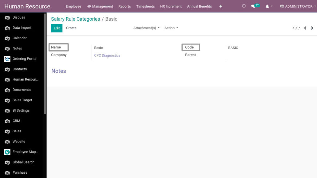 Odoo ERP Payroll payroll management manage salary categories