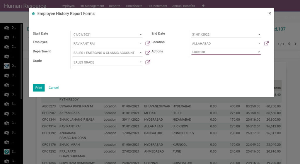 Odoo ERP Payroll payroll management report employee history report 1