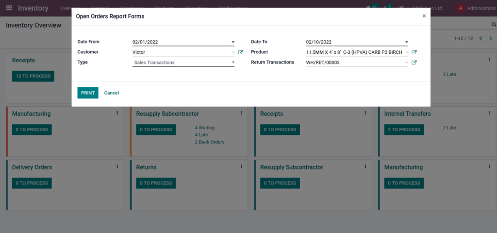 Odoo ERP for Trading Sales Reports Open Order Request 2