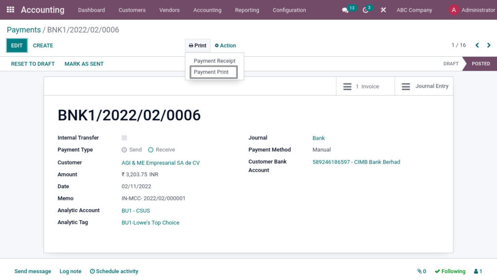 Odoo ERP mccorry accounting management payment print 1