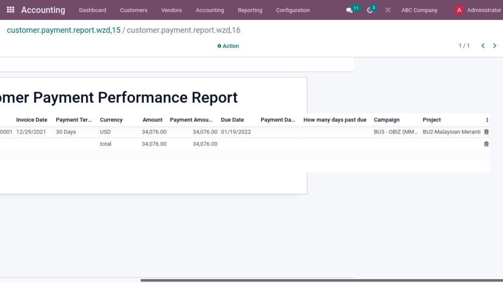 Odoo ERP mccorry accounting management report payment report 3