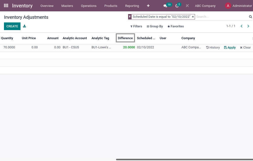 Odoo ERP mccorry inventory management manage inventory adjustment 2