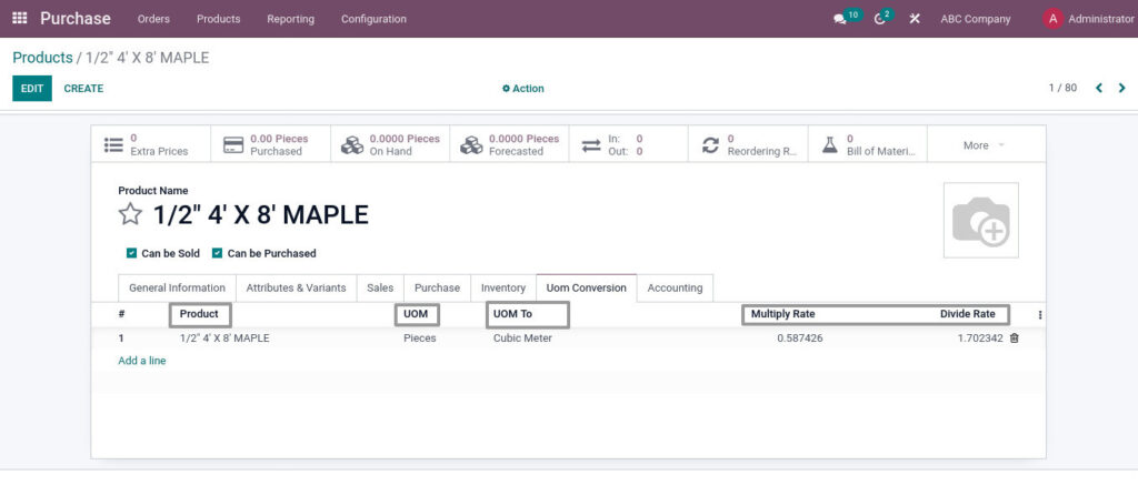 Odoo ERP mccorry master management manage UOM Conversion