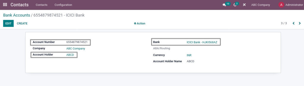 Odoo ERP mccorry master management manage bank accounts