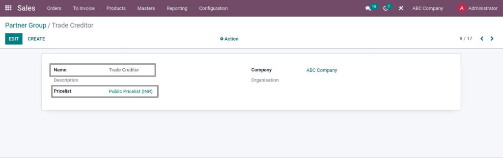 Odoo ERP mccorry master management manage partner group