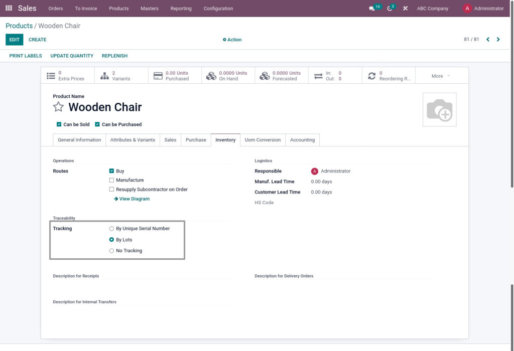 Odoo ERP mccorry master management manage product 2