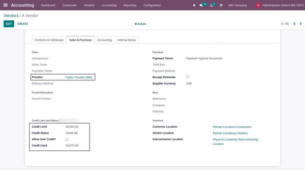 Odoo ERP mccorry master management manage vendor 2 1