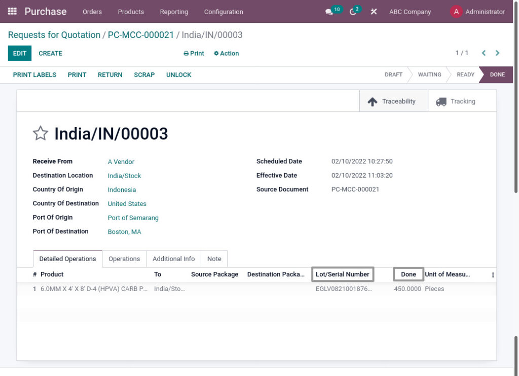 Odoo ERP mccorry purchase management manage grn 1