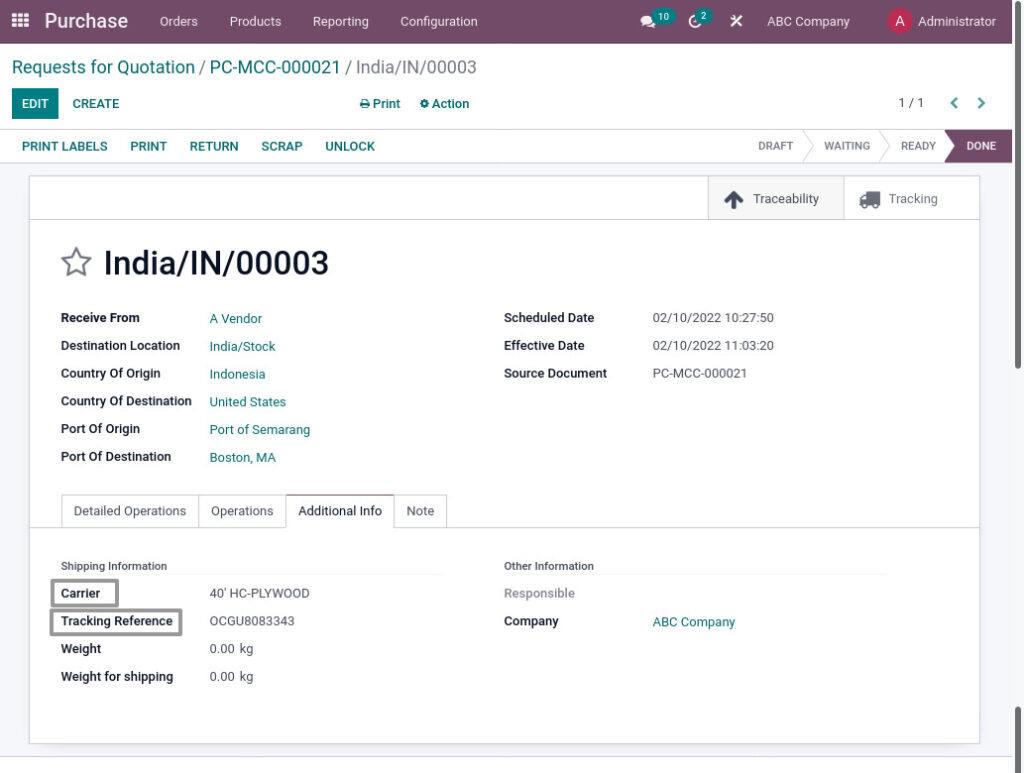Odoo ERP mccorry purchase management manage grn 2
