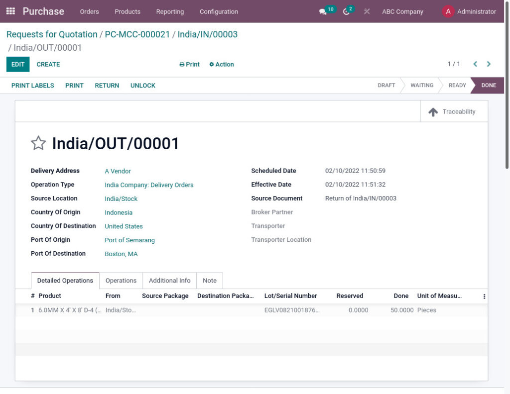 Odoo ERP mccorry purchase management manage purchase return 2