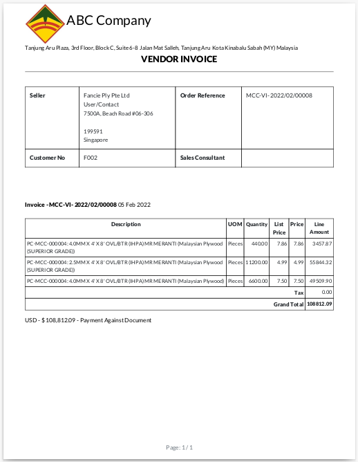 Odoo ERP mccorry purchase management vendor invoice print 2