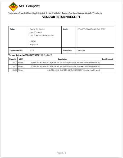 Odoo ERP mccorry purchase management vendor return print 2