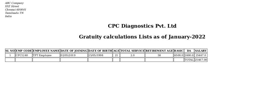 Odoo ERP Payroll payroll management report gratuity calculation list report 2