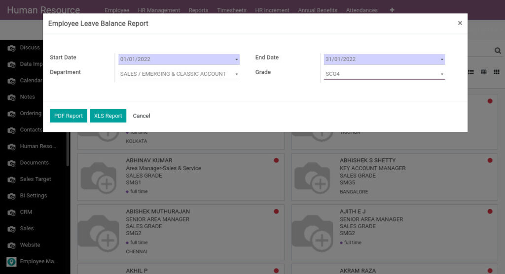 Odoo ERP Payroll payroll management report leave balance report 1