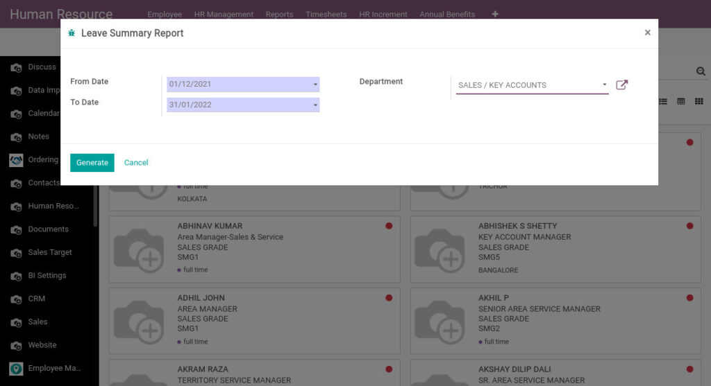 Odoo ERP Payroll payroll management report leave register report 1