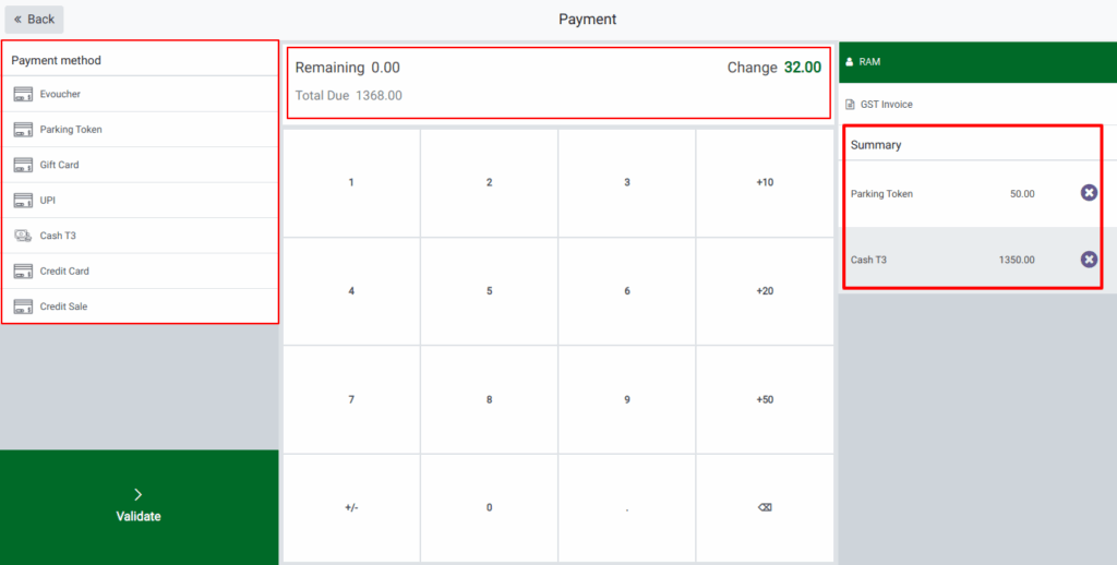 Odoo Retail Payment-Screen