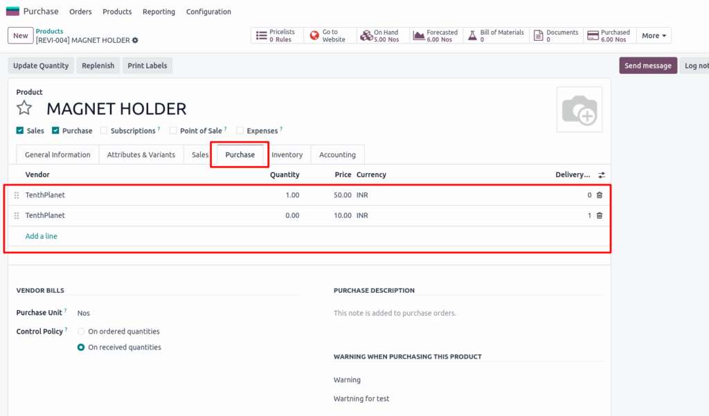 Product (Purchase Tab)ScreenShot: