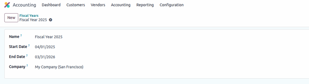 Odoo Accounting Fiscal-Year