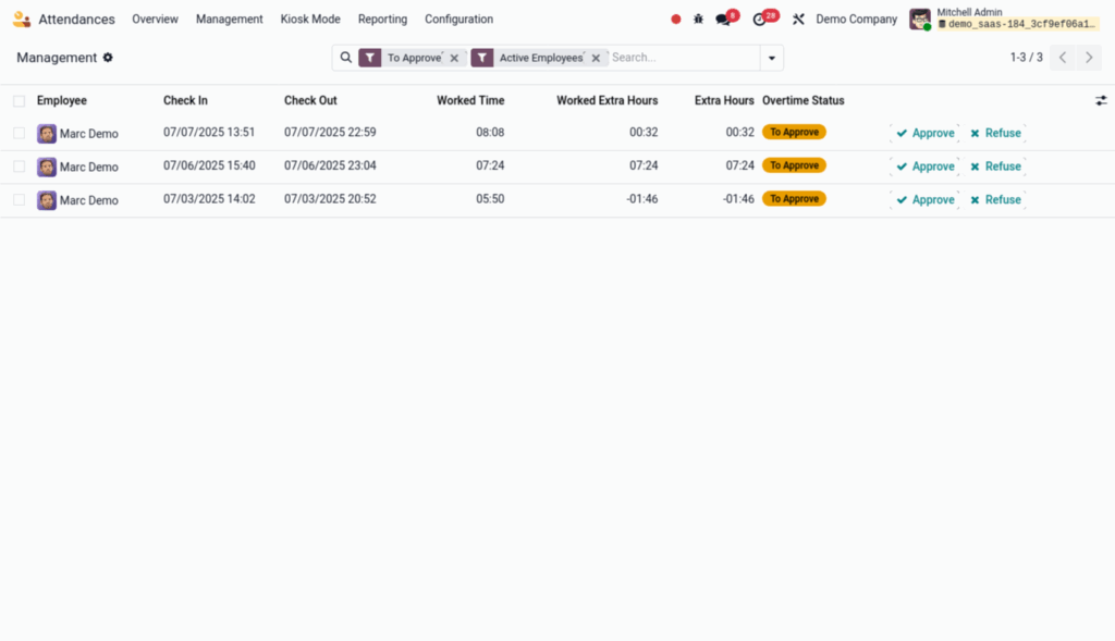Odoo Attendance Management