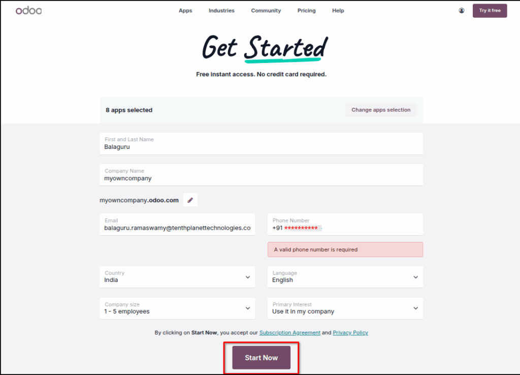 Odoo Company Information