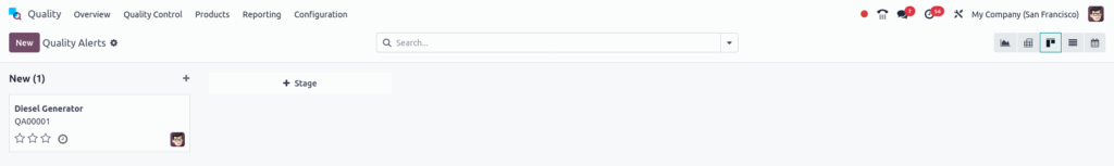 Odoo Quality Quality Alert Reporting Kanban View Screenshot