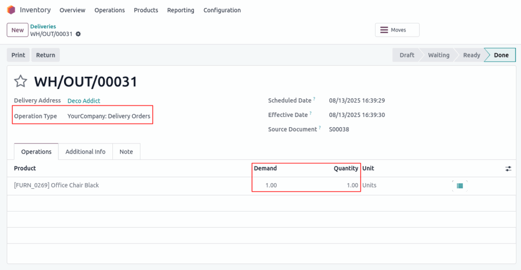 Odoo Sales Delivery Order