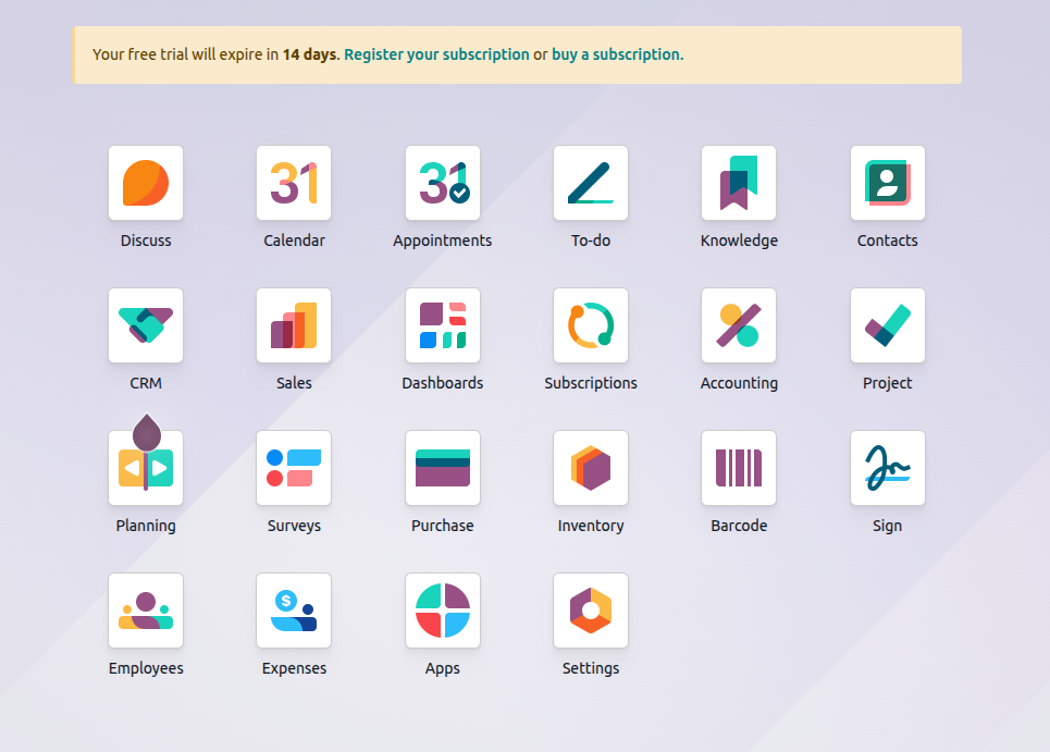 Odoo Subscription days before activation