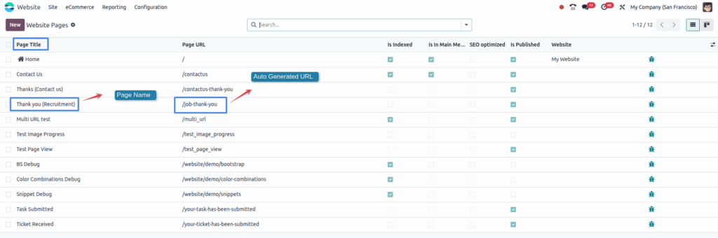 Odoo Website-Pages