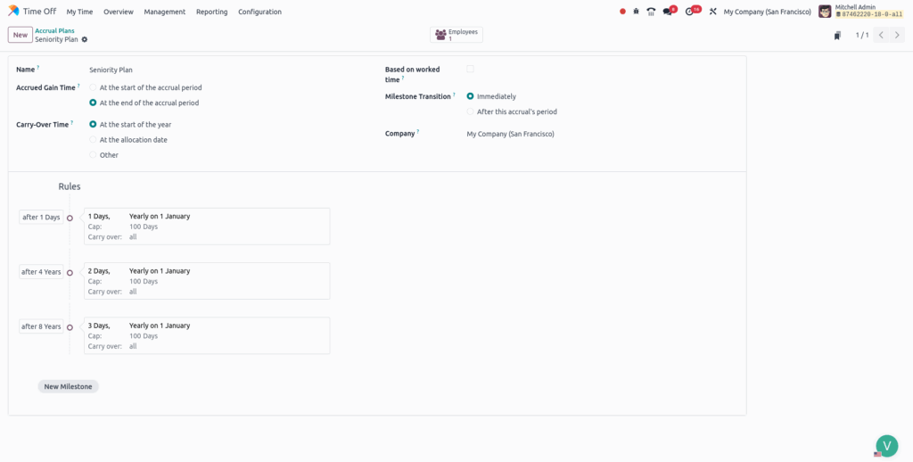 Odoo time off accural plans form view