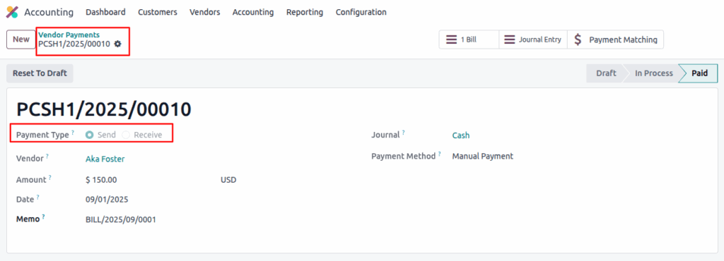 odoo accounting vendor payments