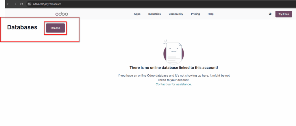 odoo create new database