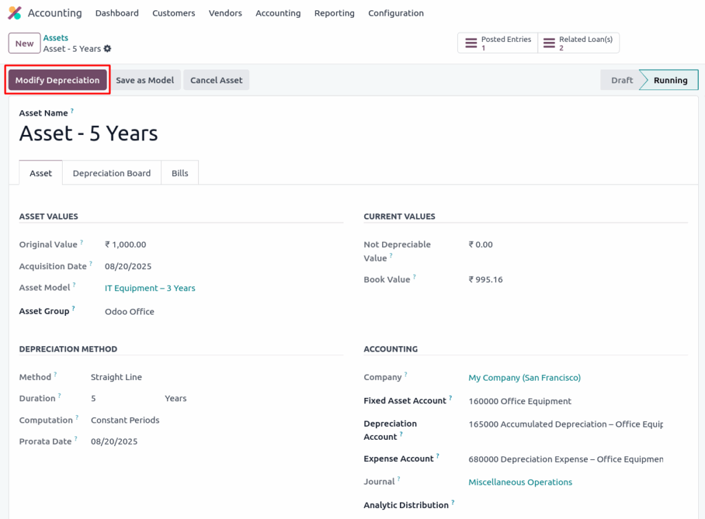 odoo screenshot assets modification button view