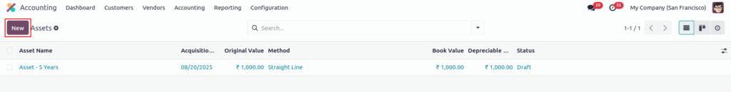 odoo screenshot assets tree view