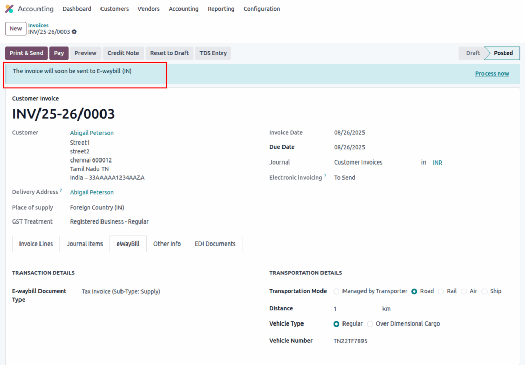 sale odoo Einvoice
