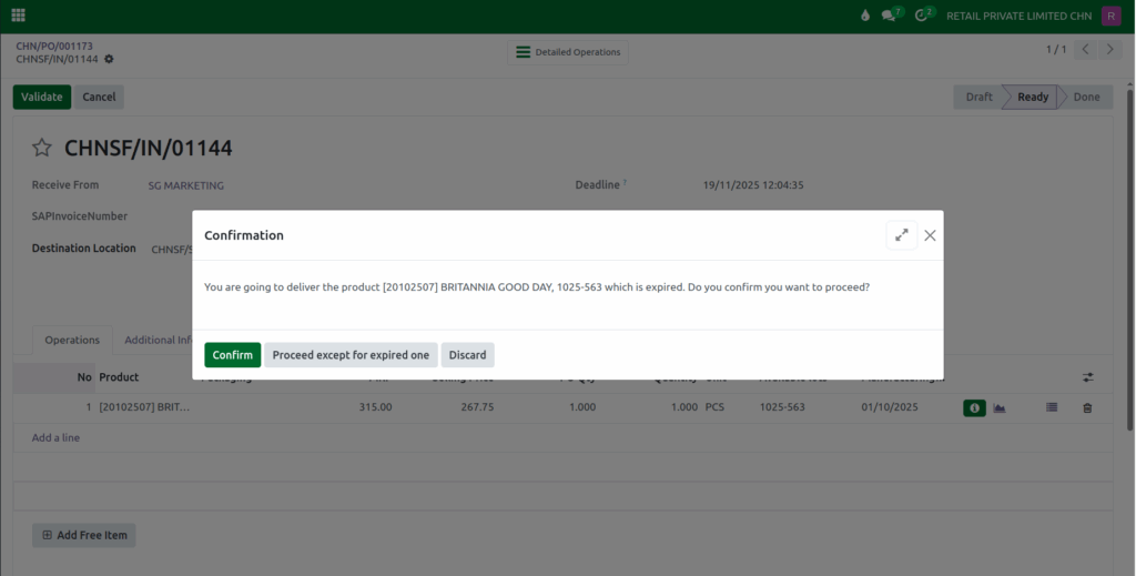 Odoo GR Expiry Warning